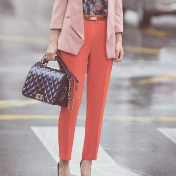 Metaphor Terracotta Straight Leg Cotton Blend Trousers Slacks, Size 6 - Picture 1 of 9